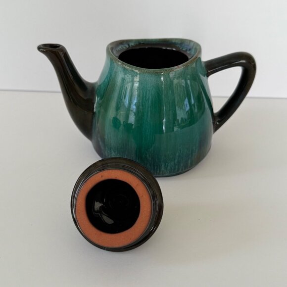 Vintage Ceramic Green Glazed Tea Set With Teapot Creamer & Sugar Bowl - Picture 11 of 11